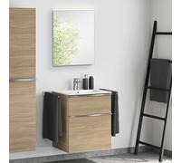 Lavabo Duravit ME by Starck avec meuble bas evineo ineo4 l: 63 cm, avec poignée, avec miroir,, 233663AA00+BE0265O BEA009MI,
