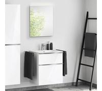 Lavabo Duravit ME by Starck avec meuble bas evineo ineo4 l: 63 cm, avec poignée, avec miroir,, 233663AA00+BE0265WH+BEA009MI,