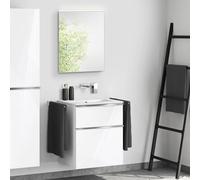 Lavabo Duravit ME by Starck avec meuble bas evineo ineo4 l: 63 cm, avec poignée, avec miroir,, 233663AA60+BE0265WH+BEA009MI,