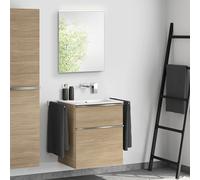 Lavabo Duravit ME by Starck avec meuble bas evineo ineo4 l: 63 cm, avec poignée, avec miroir,, 233663AC60+BE0265O BEA009MI,