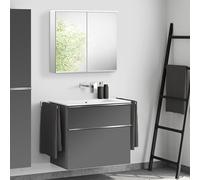 Lavabo Duravit ME by Starck avec meuble bas evineo ineo4 l: 83 cm, avec poignée, avec armoire de toilette,, 233683AC60+BE0266AN+BEA002MI,