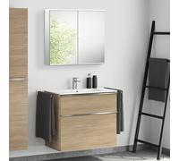 Lavabo Duravit ME by Starck avec meuble bas evineo ineo4 l: 83 cm, avec poignée, avec armoire de toilette,, 233683AC00+BE0266O BEA002MI,