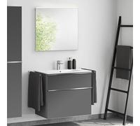 Lavabo Duravit ME by Starck avec meuble bas evineo ineo4 l: 83 cm, avec poignée, avec miroir,, 233683AA00+BE0266AN+BEA010MI,
