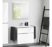 Lavabo Duravit ME by Starck avec meuble bas evineo ineo4 l: 83 cm, avec poignée, avec miroir,, 233683AA00+BE0266WH+BEA010MI,