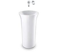 Lavabo Duravit White Tulip 2702500070 avec ouverture pour raccordement mural, à poser, Ø 500 mm, sans trou pour robinetterie, blanc