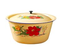 Lavabo émaillé - SafeBbo et ensemble de brocade en émail - Bol glacé vintage avec couvercle - Récipient multifonction pour soupes et poêle pour petite huile - Émail décoratif - Bol décoratif