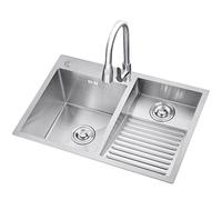 Lavabo en acier inoxydable avec bouchon de vidange et robinet - Évier utilitaire durable pour le nettoyage de la buanderie, du bar et de la salle de bain