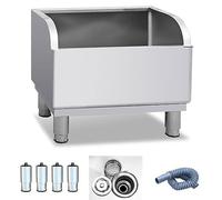 Lavabo en acier inoxydable avec siphon pour cuisine et restaurant Idéal pour garages et sous-sols Argenté 60 x 41 x 60 cm