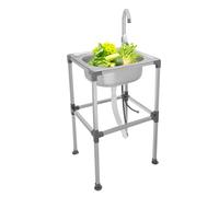 Lavabo en acier inoxydable pour l'extérieur, mobile autoportant, montage rapide, bol unique, évier de cuisine commercial, avec robinet, 42 x 37 x 75 cm