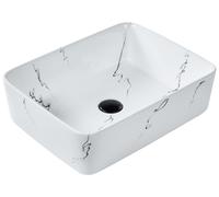 Lavabo en Céramique 49 x 38 cm Effet Marbre Comptoir Evier Rectangulaire Salle d