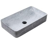 Lavabo en Céramique 61 x 35 cm Effet Granite Salle de Bain Comptoir Gris Artaj