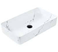 Lavabo en Céramique 61 x 35 cm Effet Marbre Comptoir Evier Rectangulaire Salle d