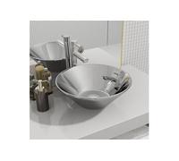 Lavabo en céramique argenté - vidaXL - 42 x 14 cm - Gris - Salle de bain