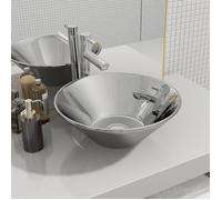 Lavabo en céramique argenté - - 42 x 14 cm - Gris - Salle de bain