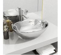 Lavabo en céramique argenté - VIDAXL - Ovale - 40 cm - A poser