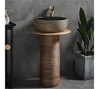 Lavabo en céramique avec piédestal complet et un trou pour robinet, autoportant, art moderne de salle de bain