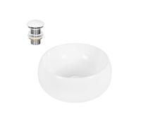 Lavabo en Céramique Blanc Ø 400x350 mm avec Garniture de Vidage 1 1/4