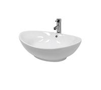Lavabo en Céramique Blanc 590x390x200 mm avec Garniture de Vidage 1 1/4