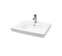 Lavabo en Céramique Blanc 605x465x160 mm avec Garniture de Vidage 1 1/4