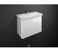 Lavabo en céramique burgbad Iveo avec meuble sous-lavabo, éclairage LED du meuble sous-lavabo inclus, version droite, largeur : 1000mm, SFFR100RF2833G0169, Couleur: Blanc Brillant / Mélaminé Blanc