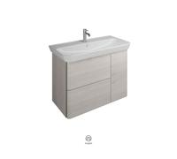 Lavabo en céramique burgbad Iveo avec meuble sous-lavabo SFEZ100, version droite, largeur : 1000mm, SFEZ100RF2835G0162, Couleur: Décor chêne Mérino / Décor chêne Mérino, poignée verticale en bandeau g