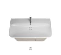 Lavabo en céramique burgbad Iveo avec meuble sous-lavabo SFEZ100, version droite, largeur : 1000mm, SFEZ100RF2834G0161, Couleur: Décor flanelle chêne / Décor flanelle chêne Décor flanelle Décor flanel