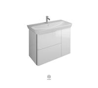 Lavabo en céramique burgbad Iveo avec meuble sous-lavabo SFEZ100, version droite, largeur : 1000mm, SFEZ100RF2833G0162, Couleur: Blanc Brillant / Mélaminé Blanc, prise verticale Gris Foncé G0162