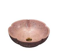 Lavabo en céramique pour salle de bain avec motif floral rose de Jingdezhen et fioritures sur le dessus