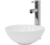 Lavabo en céramique pour salle de bain lavabo á poser forme ronde ø 28x11,6 cm