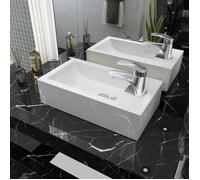 vidaXL Lavabo en céramique rectangulaire avec trou de robinetterie Blanc 46 x 25,5 x 12 cm