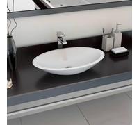 Lavabo en fonte minérale, blanc, 59,3 x 35,1 x 10,7 cm, pour salle de bain, salle de bain, design moderne et facile à nettoyer