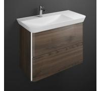 Lavabo en fonte minérale burgbad Iveo avec meuble sous-lavabo, éclairage LED du meuble sous-lavabo inclus, version droite, largeur : 1000mm, SFFU100RF2748G0169, Couleur: Décor de châtaigne Truffe / Dé