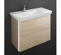 Lavabo en fonte minérale burgbad Iveo avec meuble sous-lavabo, éclairage LED du meuble sous-lavabo inclus, version droite, largeur : 800mm, SFFU080RF2747G0169, Couleur: Décor Chêne Cachemire / Décor C