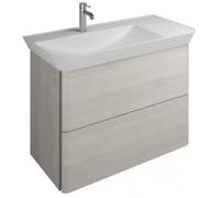 Lavabo en fonte minérale burgbad Iveo avec meuble sous-lavabo, version droite, largeur : 1000mm, SFEO100RF2835G0162, Couleur: Décor chêne Mérino / Décor chêne Mérino, poignée verticale en bandeau gris