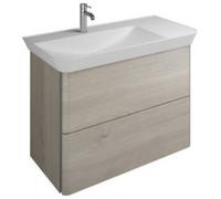 Lavabo en fonte minérale burgbad Iveo avec meuble sous-lavabo, version droite, largeur : 1000mm, SFEO100RF2834G0162, Couleur: Chêne décor flanelle / chêne décor flanelle, poignée verticale en bandeau