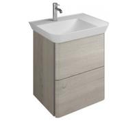 Lavabo en fonte minérale burgbad Iveo avec meuble sous-lavabo, version droite, largeur : 650mm, SFEO065RF2834G0162, Couleur: Chêne décor flanelle / chêne décor flanelle, poignée verticale en bandeau g