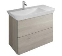 Lavabo en fonte minérale burgbad Iveo avec meuble sous-lavabo, version droite, largeur : 800mm, SFEO080RF2834G0162, Couleur: Chêne décor flanelle / chêne décor flanelle, poignée verticale en bandeau g