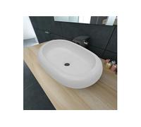Lavabo en forme ovale Céramique 63 x 42 cm Blanc