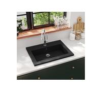 vidaXL Lavabo en granit 600 x 450 x 120 mm Noir