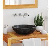 Lavabo en marbre - 40 x 12 cm - Noir - Pour salle de bain | Fabriqué à la main, surface lisse, robuste, style moderne, polyvalent, facile d'entretien, nuances de couleurs naturelles