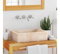 Lavabo en marbre crème brillant 45 x 30 x 12 cm | Fabriqué à la main, robuste, élégant, facile à nettoyer, s'adapte à tous les intérieurs