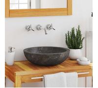 vidaXL Lavabo en marbre gris à poser – fait à la main – Ø40×12 cm