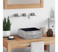 Lavabo en marbre noir - - 30x30x13 cm - Fait main et facile à nettoyer