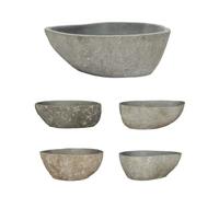 Lavabo en pierre de rivière - AKOZON - Ovale - 37-46 cm - Surface intérieure polie - Idéal pour intérieur