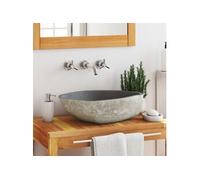 vidaXL Lavabo en pierre de rivière Ovale 45-53 cm