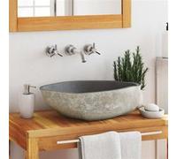 vidaXL Lavabo de salle de bain ovale en pierre naturelle 45-53x34-41x15 cm