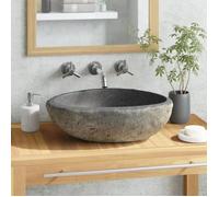 Lavabo en pierre de rivière ovale AKOZON - Dimensions (29-38) x (24-31) x 12 cm