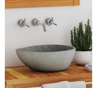 Lavabo en Pierre de Rivière Ovale Vasque à Poser Lave-Mains Salle de Bain vidaXL