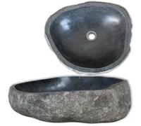 Lavabo en pierre de rivière Ovale - VIDAXL - 30 cm x 37 cm - Gris - Intérieur