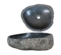 Lavabo en pierre de rivière Ovale - VIDAXL - 38-45 cm - Gris - A poser - Ornement pour votre espace de vie